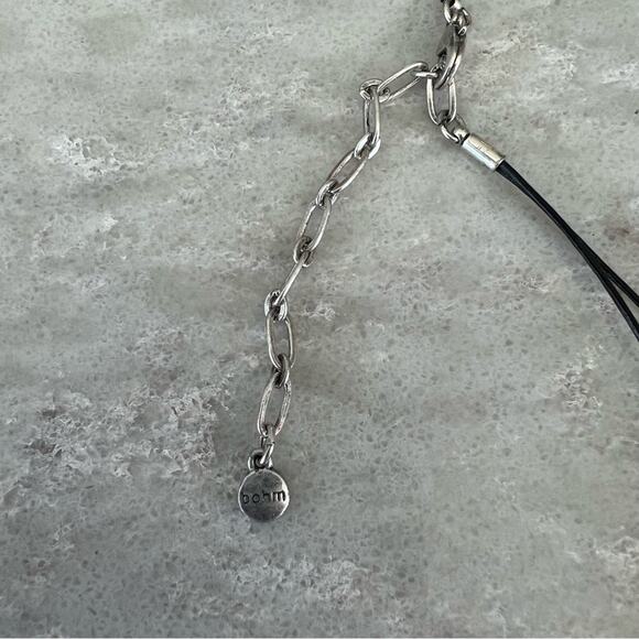 Bohm abalone shell silver tone long statement necklace - Picture 3 of 3